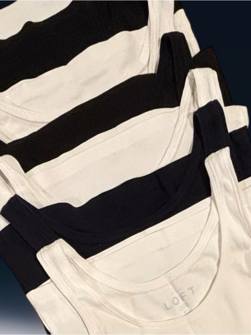 Bundle of 7 LOFT Essential Ribbed Scoop Neck Tanks XS Navy Black White
